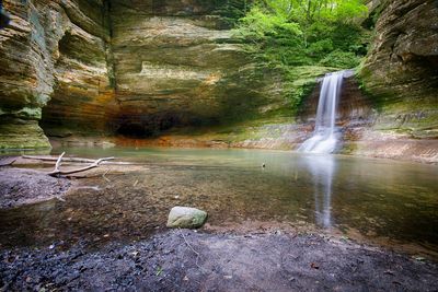 Stream flowing through rocks in forest