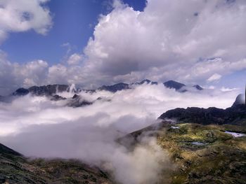 When clouds meet fog over mountain