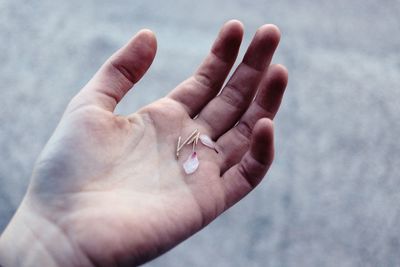 Cropped hand of woman holding petals