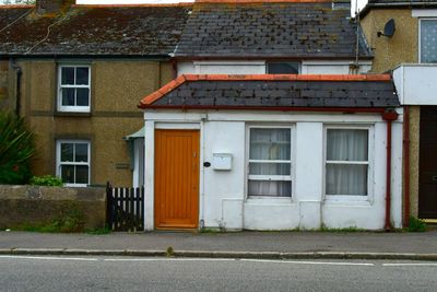 Closed door of house