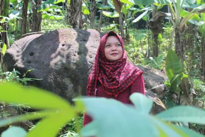 Portrait of girl in forest