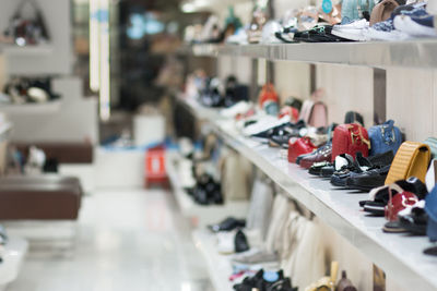 Shoes for sale at market stall