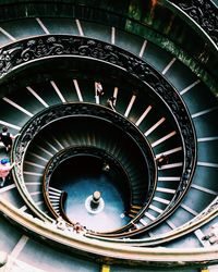 High angle view of spiral staircase of building