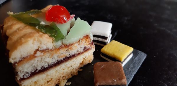 Close-up of dessert served in plate