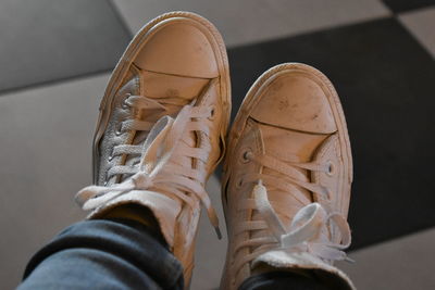 Low section of person wearing shoes