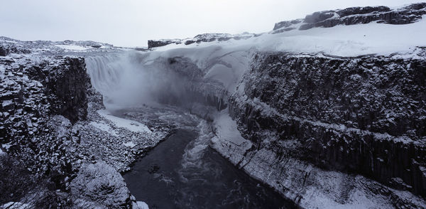 The majestic waterfall dettifoss at the jökulsárgljúfur canyon