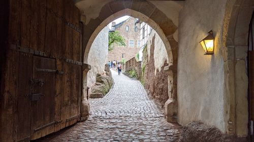 View of narrow corridor along walls