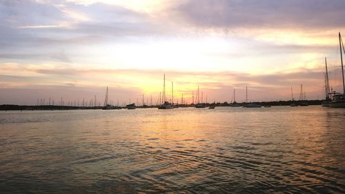 Scenic view of sea at sunset