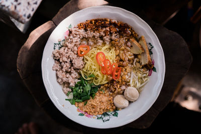 High angle view of food in plate