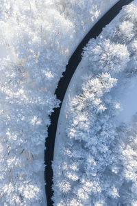 High angle view of frozen sea against sky