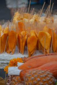 Close-up of orange for sale in market