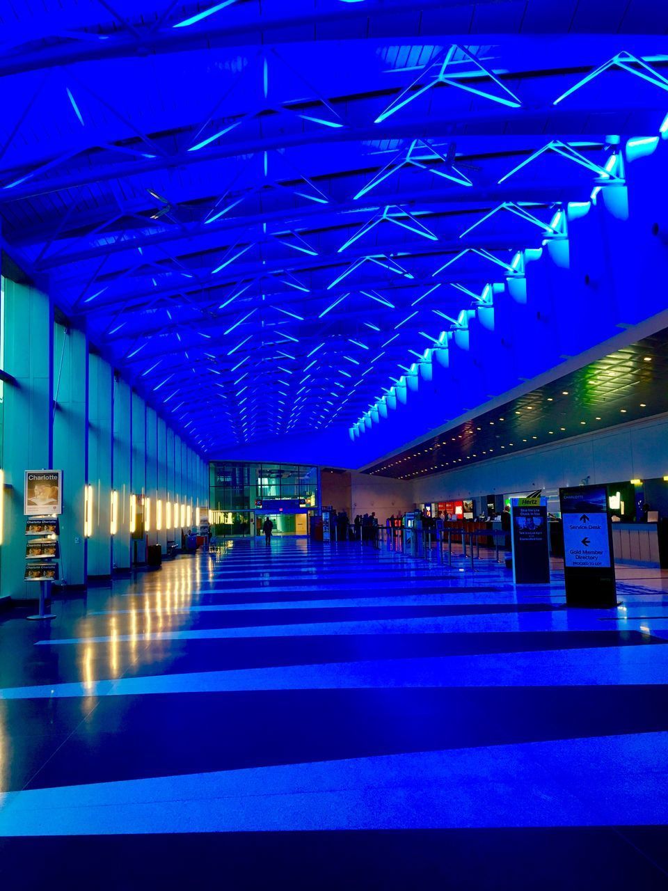 INTERIOR OF ILLUMINATED MODERN BUILDING