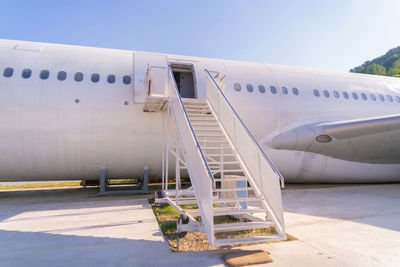 View of airplane against clear sky