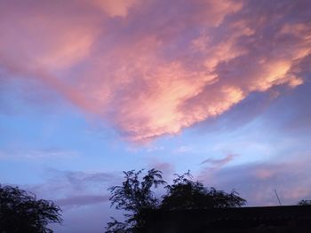 Low angle view of silhouette trees against sky at sunset