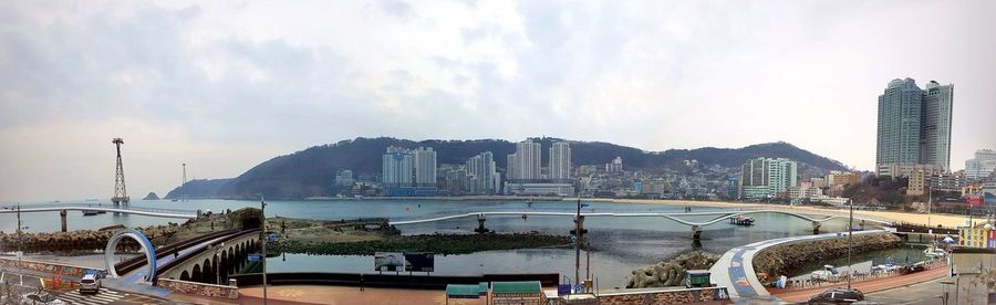 Panoramic view of cityscape against sky