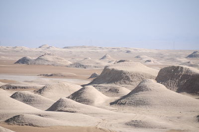 Scenic view of desert against clear sky