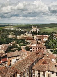 High angle view of townscape against sky