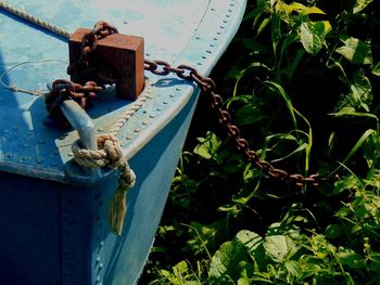 Close-up of padlock on rope