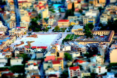 Tilt-shift image of city