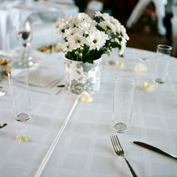 Place setting on elegant dining table