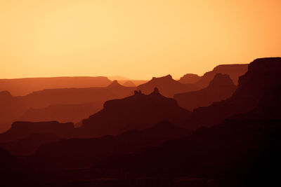 Scenic view of mountains during sunset