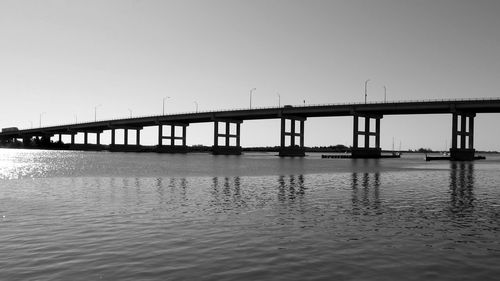 Bridge over river against clear sky
