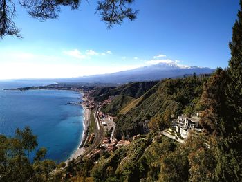 High angle view of sea against sky