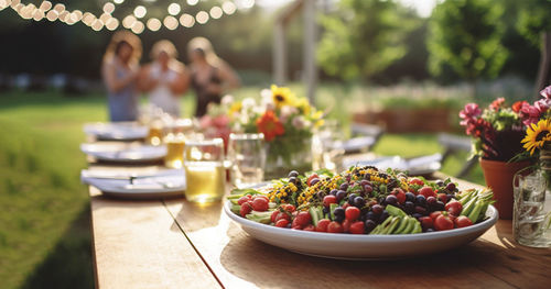 Close-up of food on table