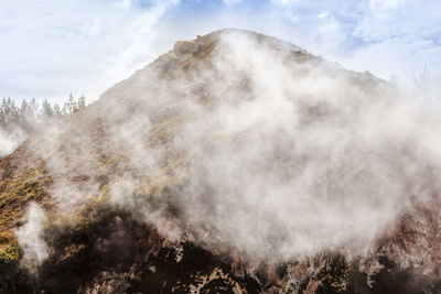 Smoke against mountain