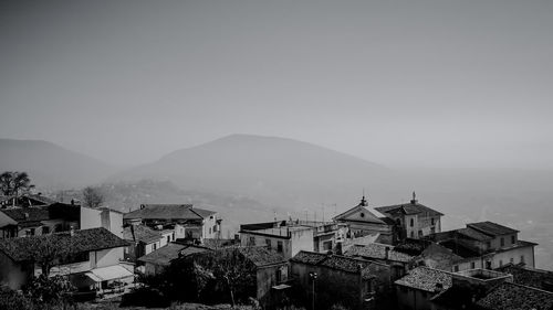 High angle shot of townscape against sky