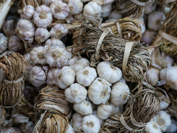 Close-up of garlic for sale in market