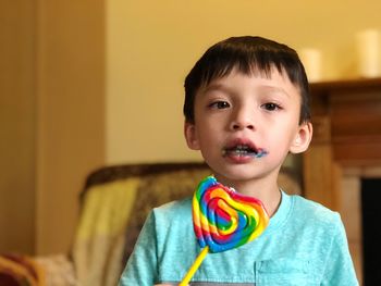 Portrait of cute boy at home