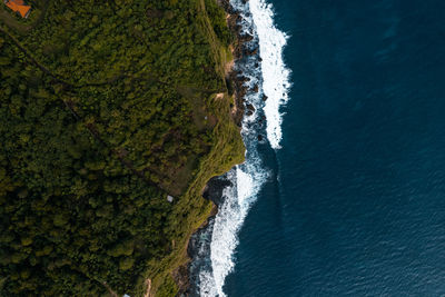 Aerial view of cliff over the ocean in bali