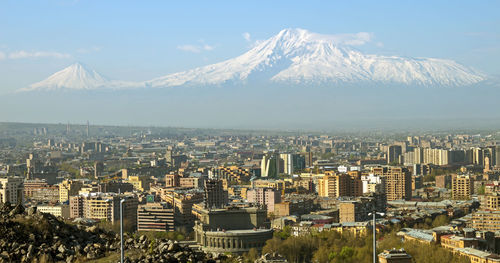 Legendary mount ararat and yerevan city - one of the oldest cities in the world,armenia.