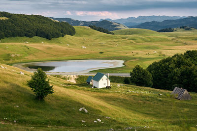 Scenic view of landscape and mountains