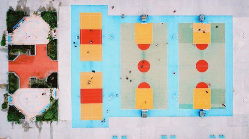 Full frame shot of multi colored building wall