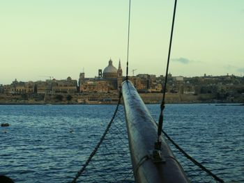 Close-up of boat against clear sky