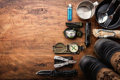 High angle view of shoes on table