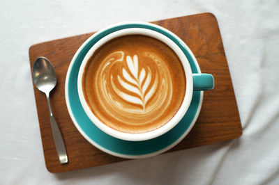 High angle view of coffee on table