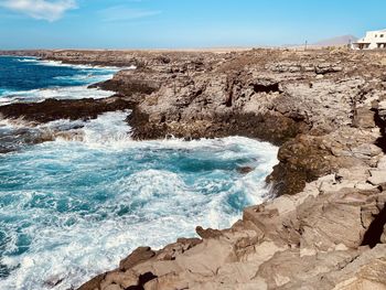 Scenic view of sea against sky in lanzarote