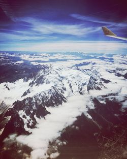 Aerial view of snow covered landscape