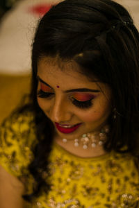 Close-up portrait of a beautiful young woman