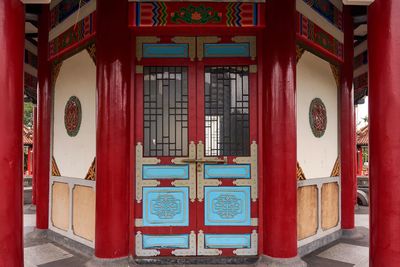 Closed door of building