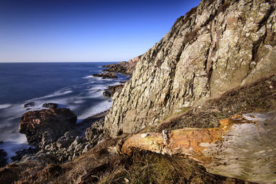Scenic view of sea against clear sky