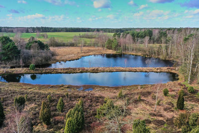 Scenic view of lake against sky