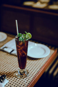 Close-up of drink on table