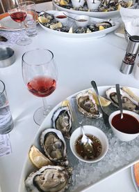 High angle view of food on table