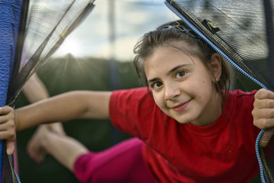 Portrait of cute girl smiling