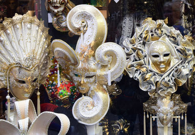 Close-up of mask for sale in store