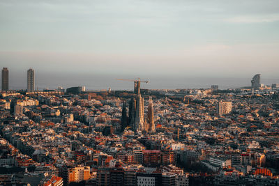 High angle view of cityscape against sky